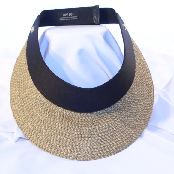 Eric Javits Accessories - Eric Javits Black/Natural CHAMP UPF50 Sun Visor With Removable Forehead Pad
